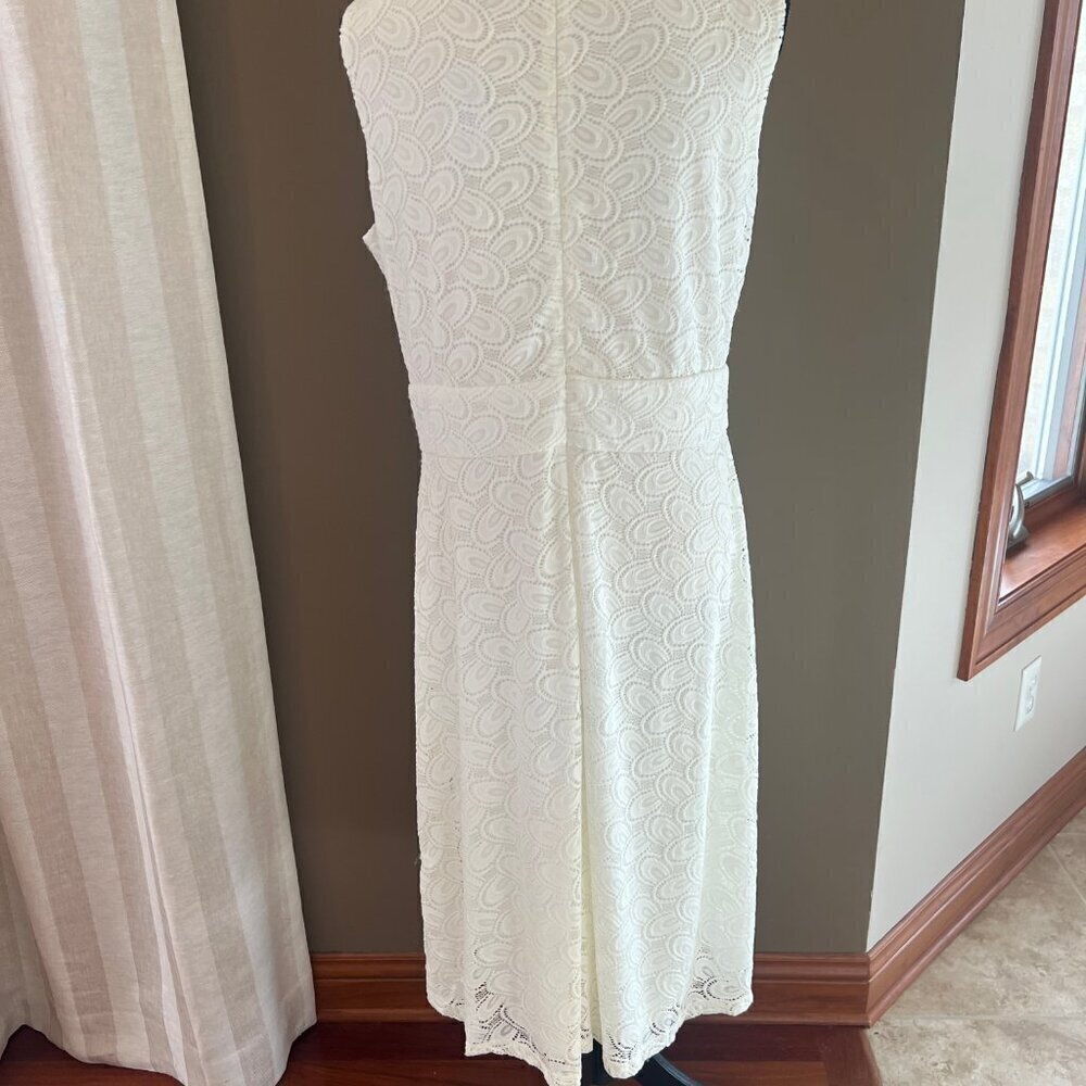 NWT Christopher & Banks Cream Lace Sleeveless Party Dress, Lined, Size 16 - Picture 5 of 16
